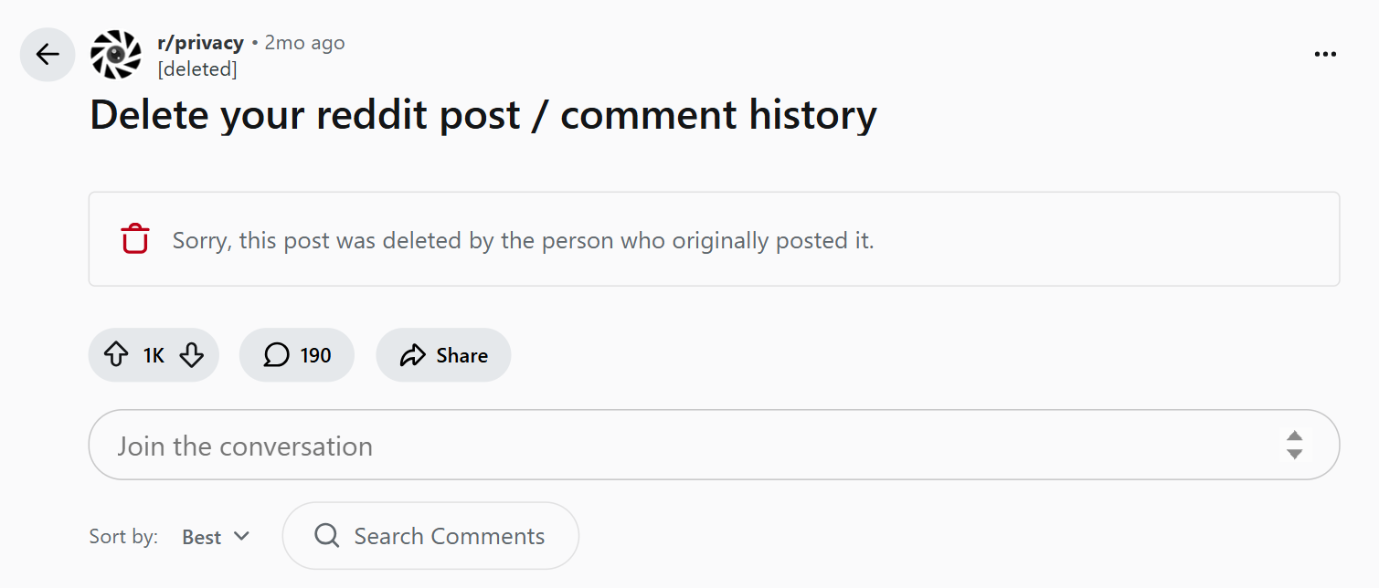 How Reddit handles post deletion