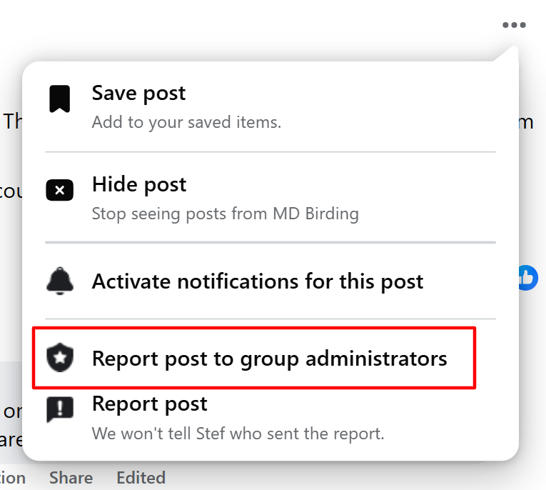 how to delete negative content to facebook admins step 2