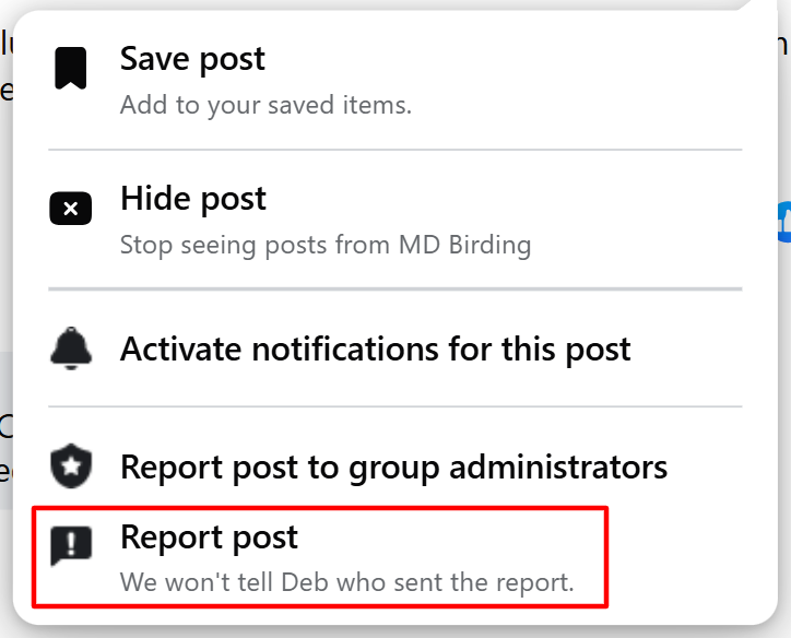 how to report a post in facebook group step 2