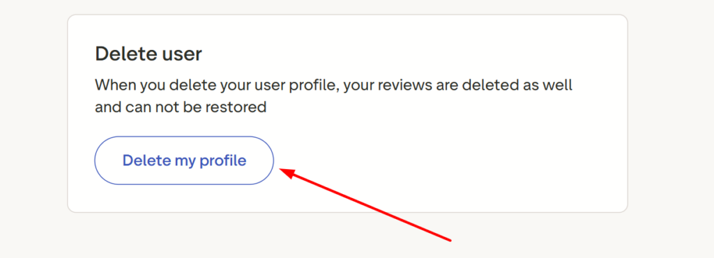 how to delete personal trustpilot account step 2
